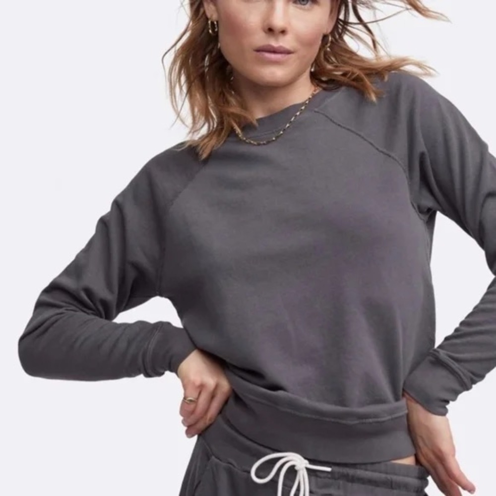 MATE the Label Organic Terry Raglan Sweatshirt - CHARCOAL